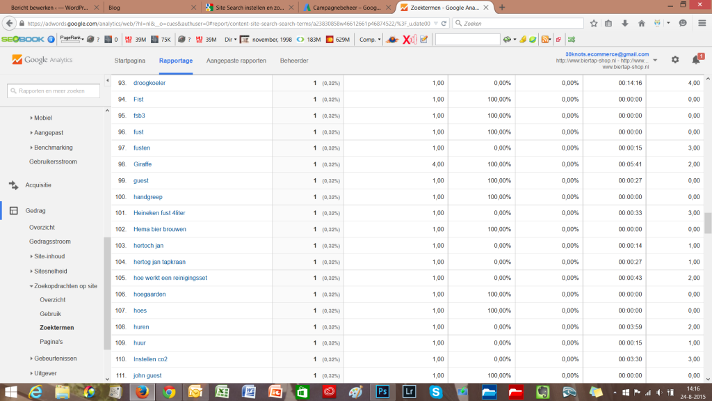 Zoektermen Google Analytics